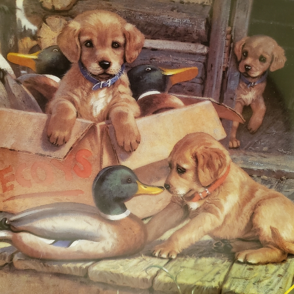 HP 😊 Vtg 94 Puppy Plate "All In A Days Work" Decoy
